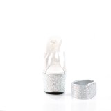 Silber strass 18 cm BEJEWELED-712RS pleaser high heels mit knchelmanschette