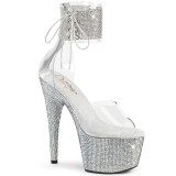 Silber strass 18 cm BEJEWELED-724RS pleaser high heels mit knöchelmanschette