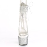 Silber strass 18 cm BEJEWELED-724RS pleaser high heels mit knöchelmanschette