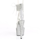 Silber strass 18 cm BEJEWELED-724RS pleaser high heels mit knöchelmanschette