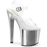 Silber transparent 19 cm ENCHANT-708 plateauschuhe high heels