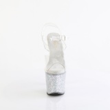 Silberne 18 cm LOVESICK-708SG glitter plateau high heels sandaletten