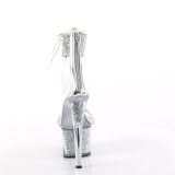 Silberne 18 cm SKY-327RSI pleaser high heels mit strass knöchelmanschette