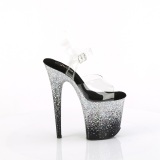 Silberne 20 cm FLAMINGO glitter plateau high heels sandaletten