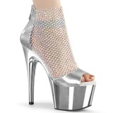 Silberne high heels 18 cm ADORE-765RM glitter plateau high heels