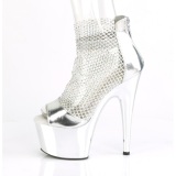 Silberne high heels 18 cm ADORE-765RM glitter plateau high heels