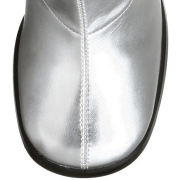 Silberne stiefel blockabsatz 7,5 cm vinylleder - 70er jahre hippie disco kniehohe boots gogo