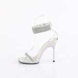 Silver 11,5 cm CHIC-40 ankle straps stiletto metal heels sandals