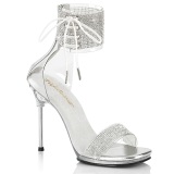 Silver 11,5 cm CHIC-47 ankle straps stiletto metal heels sandals