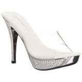 Silver 11,5 cm ELEGANT-401 Rhinestones platform mules womens