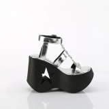 Silver 13 cm DemoniaCult DYNAMITE-12 emo sandals wedge sandals