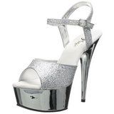 Silver 15 cm Pleaser DELIGHT-609G Chrome Platform High Heel