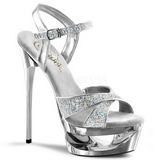 Silver 16,5 cm Pleaser ECLIPSE-619G Platform Stiletto High Heels