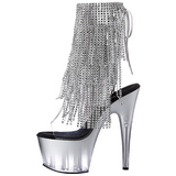 Silver 18 cm ADORE-1017RSFT womens fringe ankle boots high heels