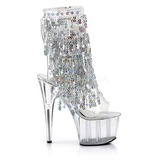 Silver 18 cm ADORE-1017SQF sequins fringe ankle boots