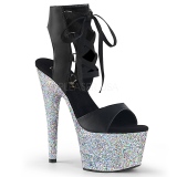 Silver 18 cm ADORE-700-14LG Glitter Platform High Heels Shoes