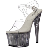 Silver 18 cm ADORE-708SRS High Heeled Sandal Rhinestone Platform