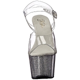 Silver 18 cm ADORE-708SRS High Heeled Sandal Rhinestone Platform