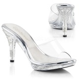 Silver 9,5 cm IRIS-401 Rhinestones platform mules womens