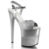 Silver Glitter 20 cm Pleaser FLAMINGO-809-2G High Heels Platform