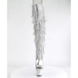 Silver Leatherette 18 cm BEJRSF-7 womens fringe boots high heels