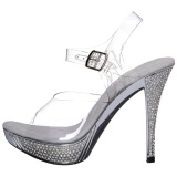 Silver Rhinestone 12 cm ELEGANT-408 Platform High Heeled Sandal