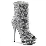 Silver Sequins 15,5 cm BLONDIE-R-1008 Platform Ankle Calf Boots