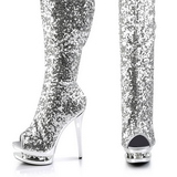 Silver Sequins 15 cm PLEASER BLONDIE-R-3011 Platform Over Knee Boots