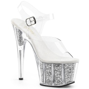 Silver glitter 18 cm Pleaser ADORE-708G Pole dancing sandals