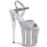 Silver glitter 20 cm Pleaser FLAMINGO-810G Pole dancing high heels shoes