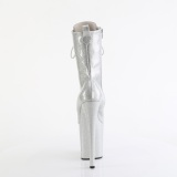 Silver glitter 20 cm high heels ankle boots platform