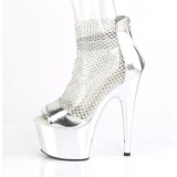 Silver high heels 18 cm ADORE-765RM glitter platform high heels