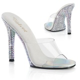 Silver mules 11,5 cm GALA-01DML strass high heeled mules