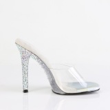 Silver mules 11,5 cm GALA-01DSP strass high heeled mules