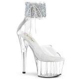 Silver rhinestone 18 cm ADORE-724RS pleaser high heels with ankle cuff