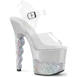 Silver rhinestones 18 cm SCALLOP-708-2RS Pole dancing high heels shoes