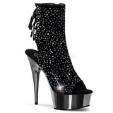 Strass 16 cm Pleaser DELIGHT-1018RS Chrome Plateau Stiefeletten