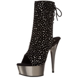 Strass 16 cm Pleaser DELIGHT-1018RS Chrome Plateau Stiefeletten