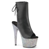 Strass 18 cm ADORE-1018LG exotic platform peeptoe boots schwarz