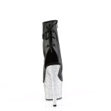 Strass 18 cm ADORE-1018LG exotic platform peeptoe boots schwarz