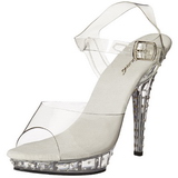 Strass Silber 13 cm Fabulicious LIP-108SDT Plateau High Heels