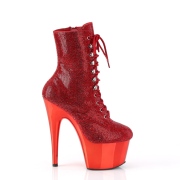 Strasssteinen plateauboots 18 cm ADORE-1020CHRS Rote pleaser boots