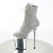 Strasssteinen plateauboots 20 cm FLAMINGO-1020CHRS Silber pleaser boots