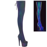 Stretch Nylon 15 cm DELIGHT-3002-1 Pleaser Overkneestiefel Neon