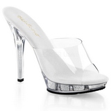 Transparent 13 cm Fabulicious LIP-101 Glitter Plateau Mules High Heels