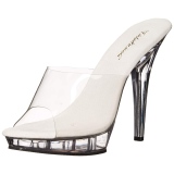 Transparent 13 cm Fabulicious LIP-101 Plateau Mules High Heels