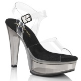 Transparent 13 cm MARTINI-508 Schwarze plateau high heels sandaletten