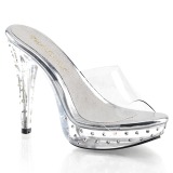 Transparent 14 cm COCKTAIL-501SDT Mules Strass Heel