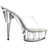 Transparent 15,5 cm Pleaser DELIGHT-601 Plateau Mules Schuhe