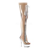Transparent 15 cm DELIGHT-3026 overknee stiefel mit schnrung